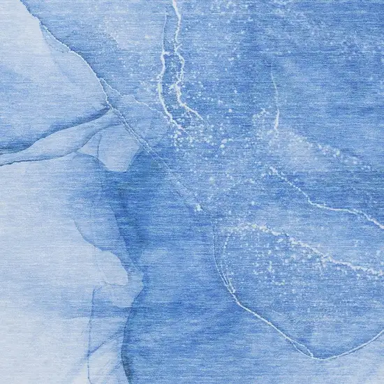 Blue And Ivory Abstract Washable Area Rug With UV Protection Photo 3