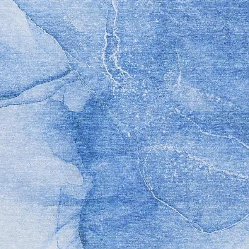 Blue And Ivory Abstract Washable Area Rug With UV Protection Photo 3