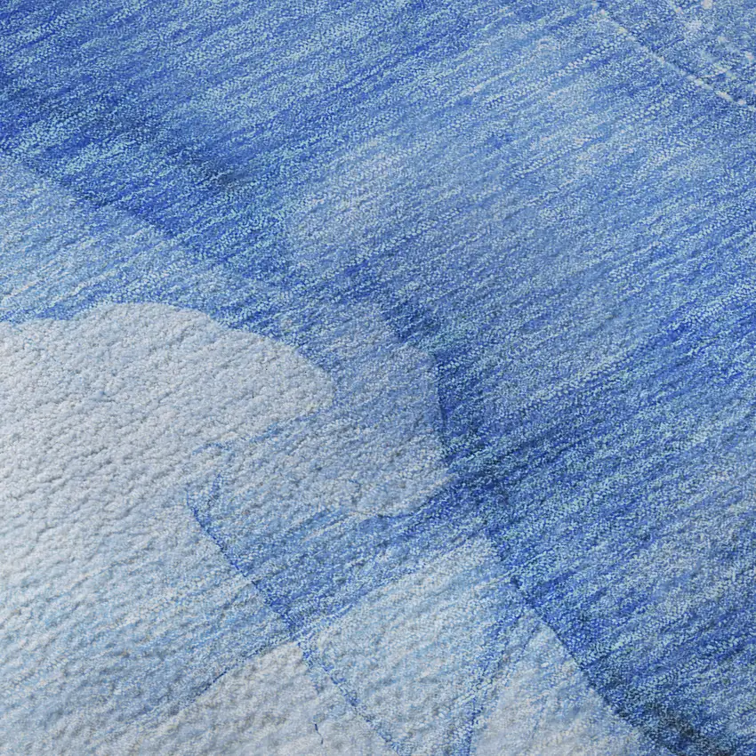 Blue And Ivory Abstract Washable Area Rug With UV Protection Photo 3