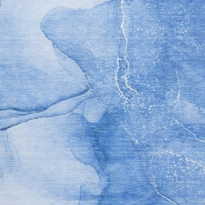 Blue And Ivory Abstract Washable Area Rug With UV Protection Photo 3