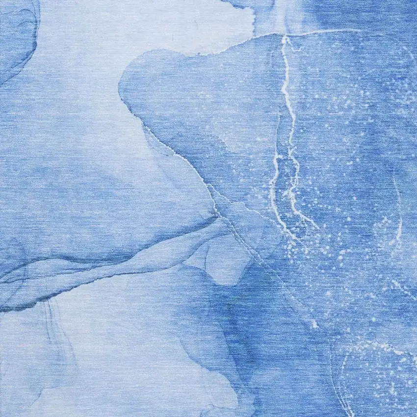 Blue And Ivory Abstract Washable Area Rug With UV Protection Photo 3