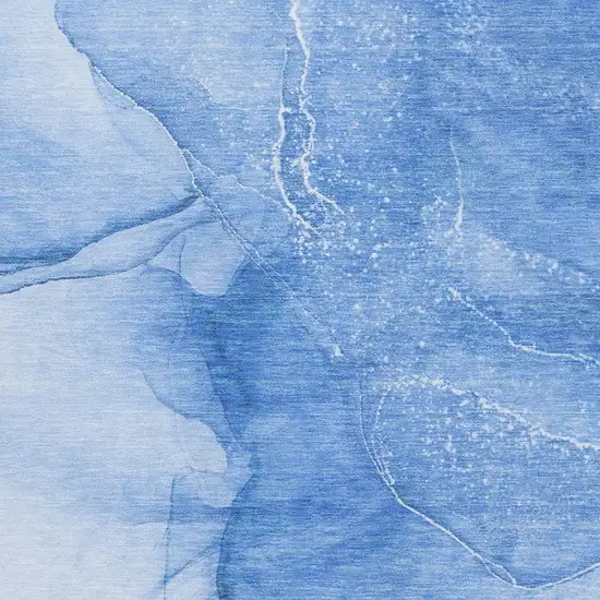 Blue And Ivory Abstract Washable Area Rug With UV Protection Photo 3