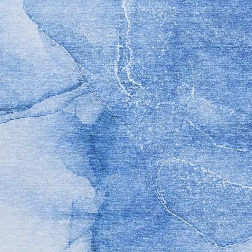 Blue And Ivory Abstract Washable Area Rug With UV Protection Photo 3