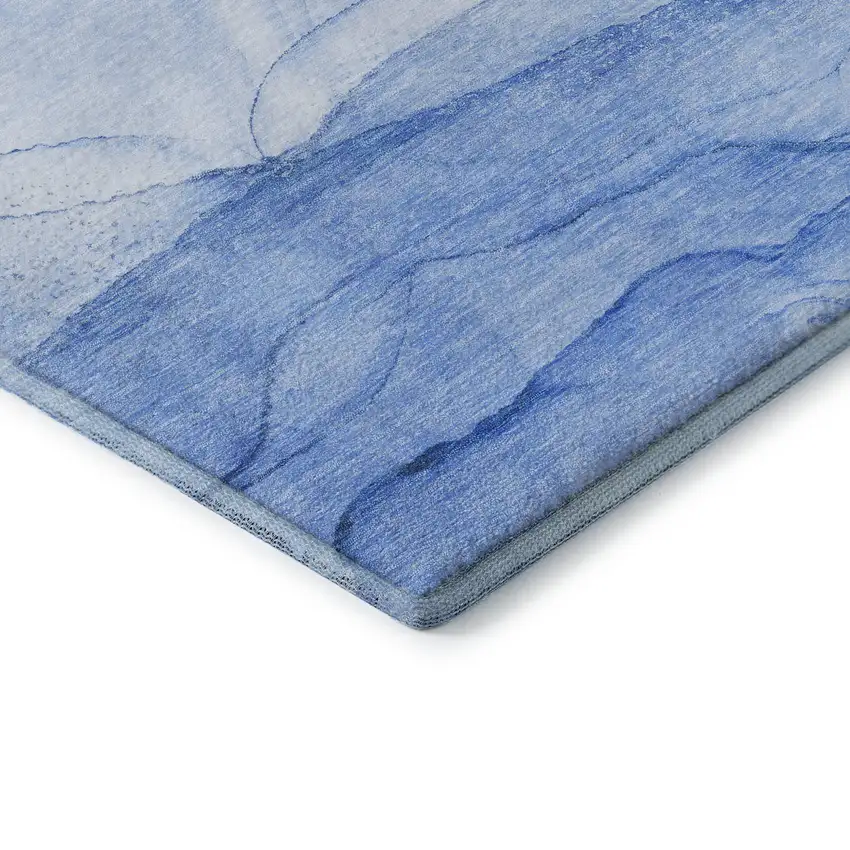 Blue And Ivory Abstract Washable Area Rug With UV Protection Photo 9