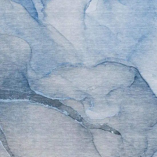 Blue And Ivory Abstract Washable Area Rug With UV Protection Photo 3