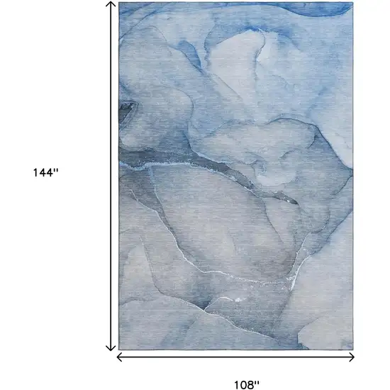 Blue And Ivory Abstract Washable Area Rug With UV Protection Photo 3