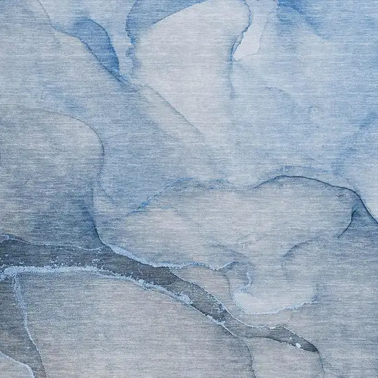 Blue And Ivory Abstract Washable Area Rug With UV Protection Photo 3