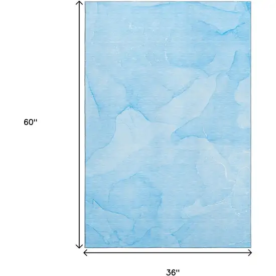 Blue And Ivory Abstract Washable Area Rug With UV Protection Photo 3