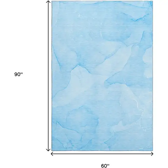 Blue And Ivory Abstract Washable Area Rug With UV Protection Photo 3