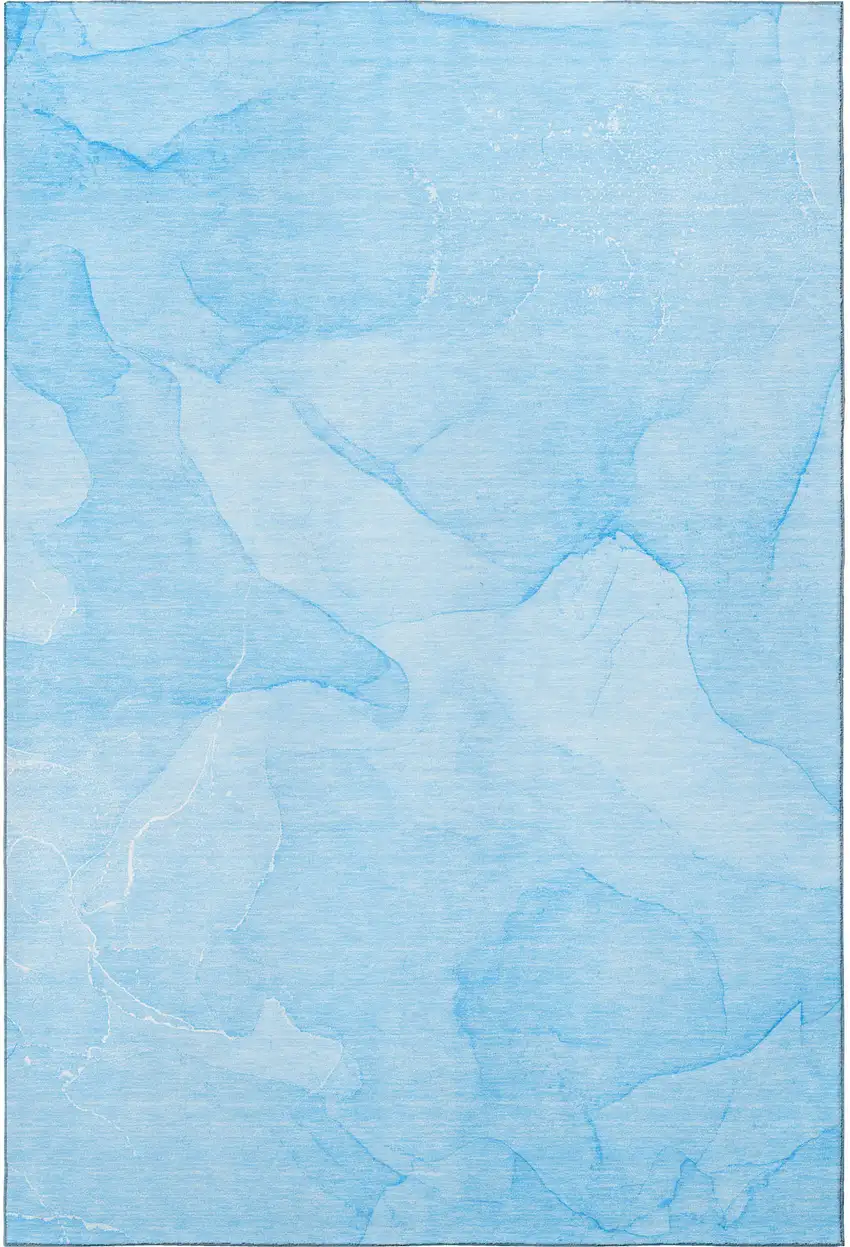 Blue And Ivory Abstract Washable Area Rug With UV Protection Photo 4