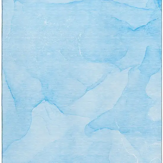 Blue And Ivory Abstract Washable Area Rug With UV Protection Photo 3