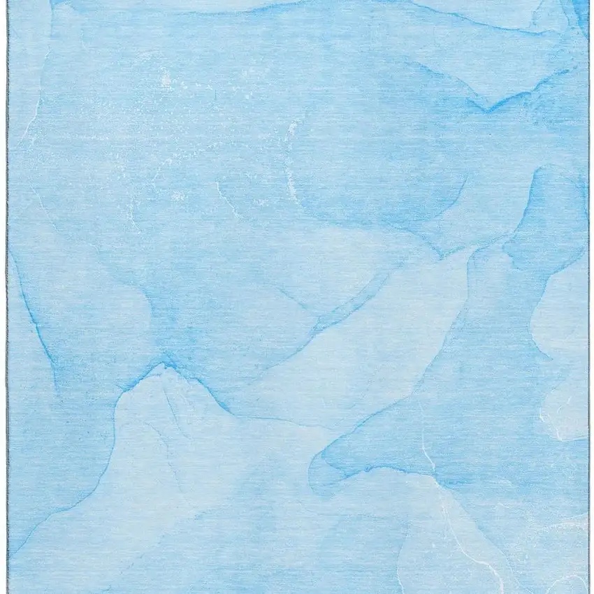 Blue And Ivory Abstract Washable Area Rug With UV Protection Photo 3