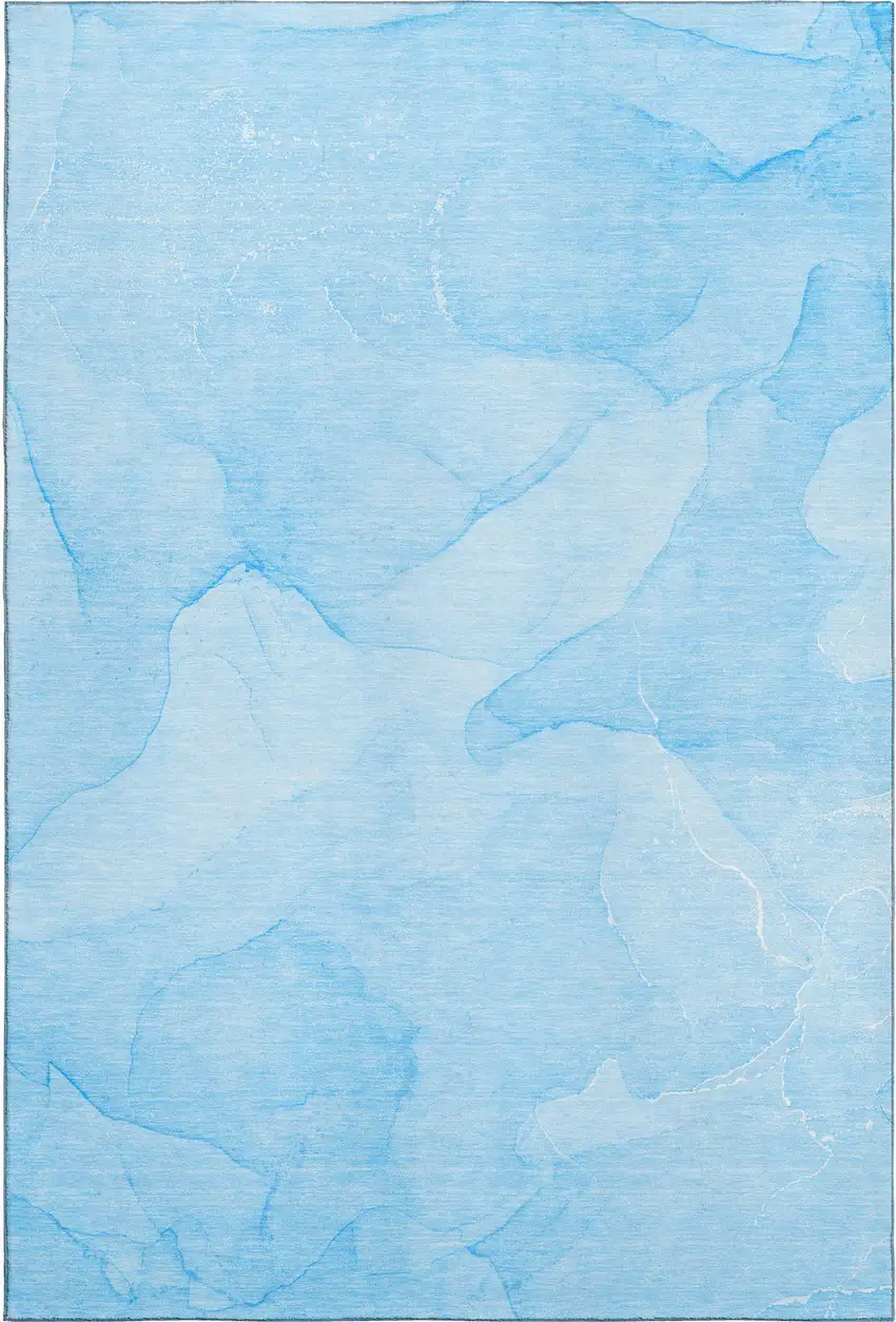 Blue And Ivory Abstract Washable Area Rug With UV Protection Photo 1