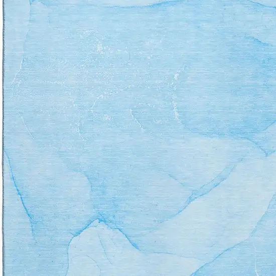 Blue And Ivory Abstract Washable Area Rug With UV Protection Photo 3