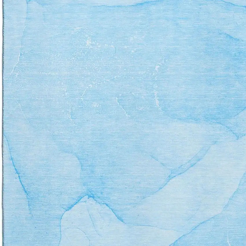 Blue And Ivory Abstract Washable Area Rug With UV Protection Photo 3
