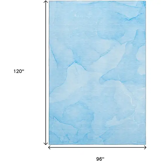 Blue And Ivory Abstract Washable Area Rug With UV Protection Photo 3