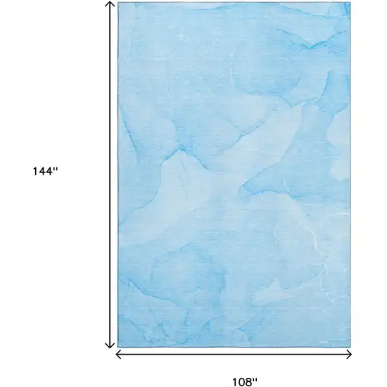 Blue And Ivory Abstract Washable Area Rug With UV Protection Photo 3
