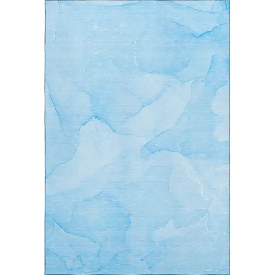 Blue And Ivory Abstract Washable Area Rug With UV Protection Photo 1