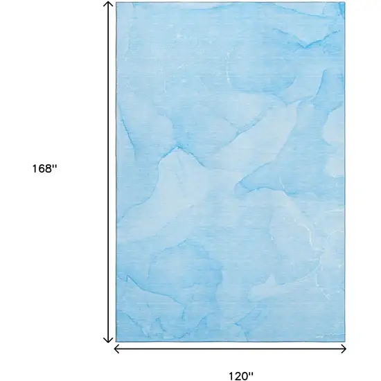 Blue And Ivory Abstract Washable Area Rug With UV Protection Photo 3