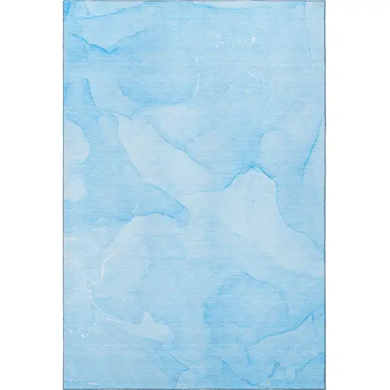 Blue And Ivory Abstract Washable Area Rug With UV Protection Photo 3