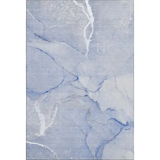 Blue And Ivory Abstract Washable Area Rug With UV Protection Photo 1