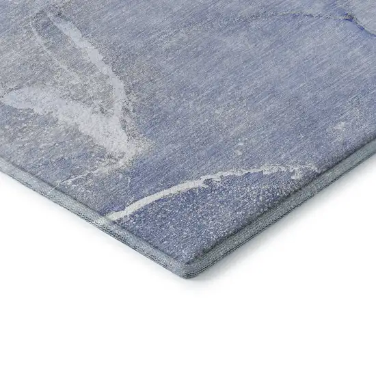 Blue And Ivory Abstract Washable Area Rug With UV Protection Photo 7