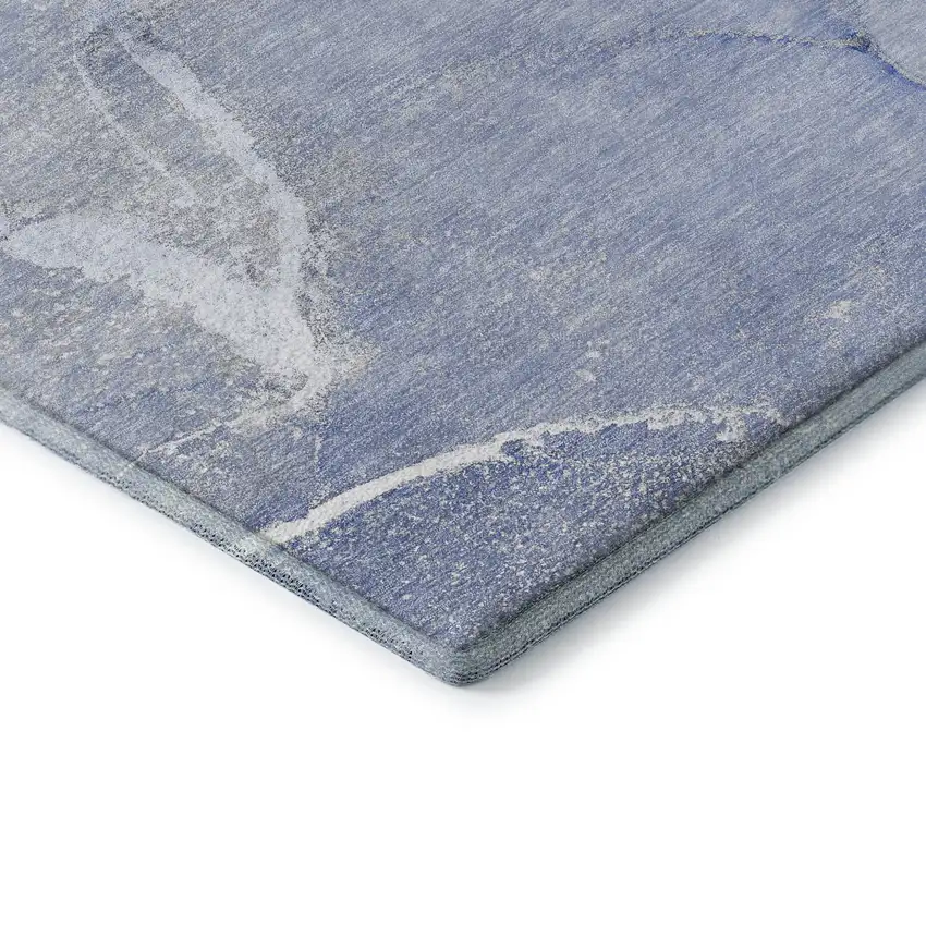 Blue And Ivory Abstract Washable Area Rug With UV Protection Photo 7