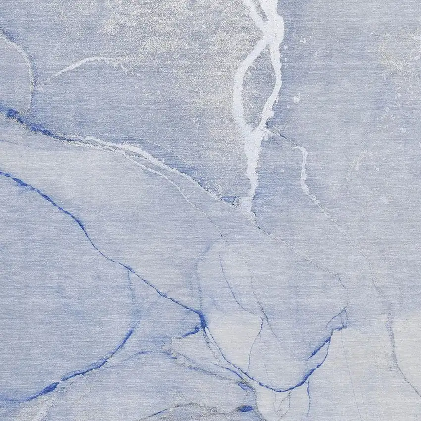 Blue And Ivory Abstract Washable Area Rug With UV Protection Photo 3