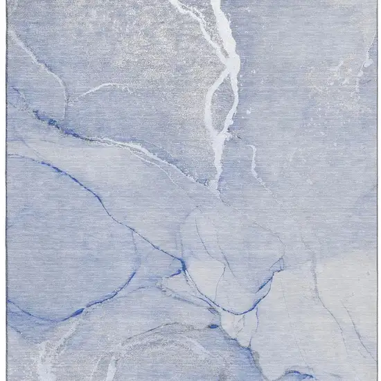 Blue And Ivory Abstract Washable Area Rug With UV Protection Photo 3