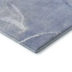 Photo of Blue And Ivory Abstract Washable Area Rug With UV Protection