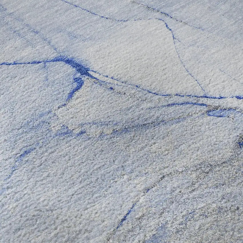 Blue And Ivory Abstract Washable Area Rug With UV Protection Photo 9