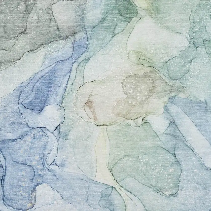 Blue And Ivory Abstract Washable Area Rug With UV Protection Photo 3