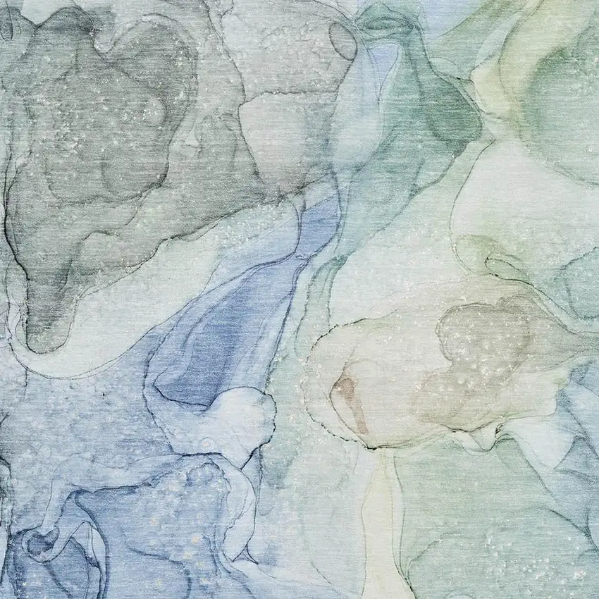 Blue And Ivory Abstract Washable Area Rug With UV Protection Photo 3