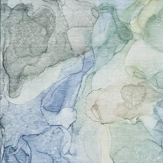 Blue And Ivory Abstract Washable Area Rug With UV Protection Photo 3