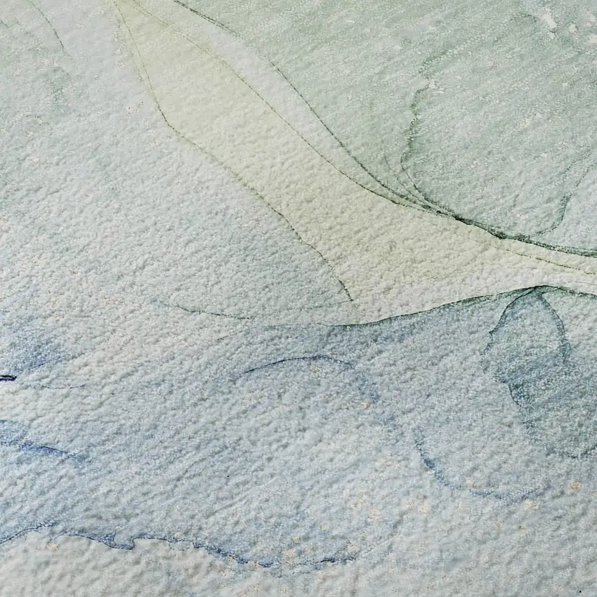 Blue And Ivory Abstract Washable Area Rug With UV Protection Photo 9