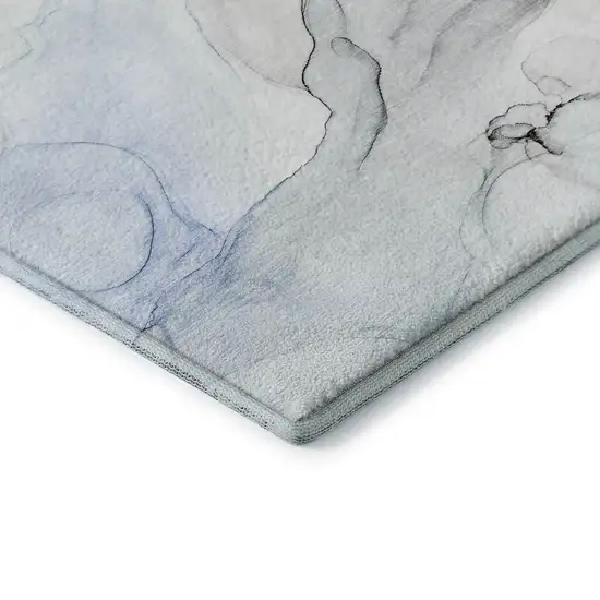 Blue And Ivory Abstract Washable Area Rug With UV Protection Photo 9