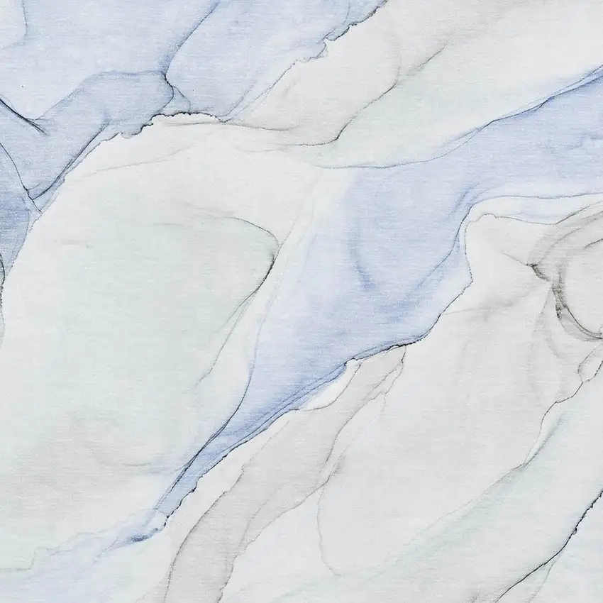 Blue And Ivory Abstract Washable Area Rug With UV Protection Photo 3