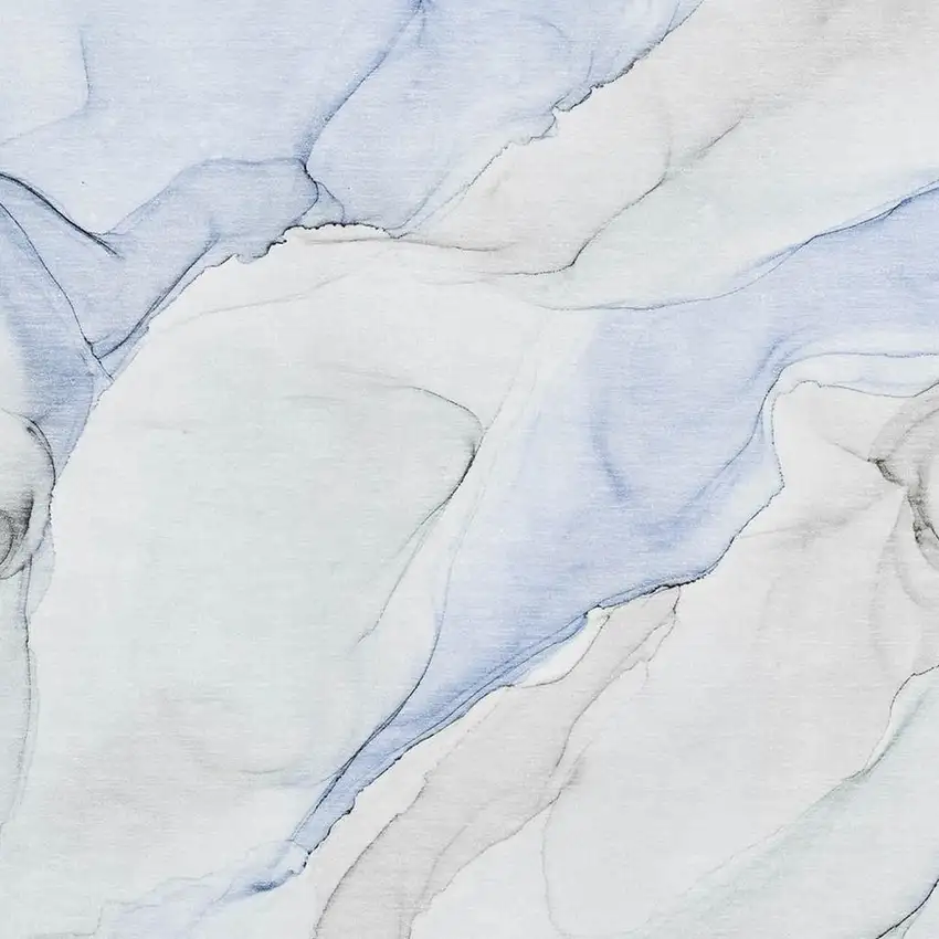 Blue And Ivory Abstract Washable Area Rug With UV Protection Photo 3