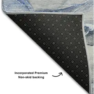 Photo of Blue And Ivory Abstract Washable Area Rug With UV Protection