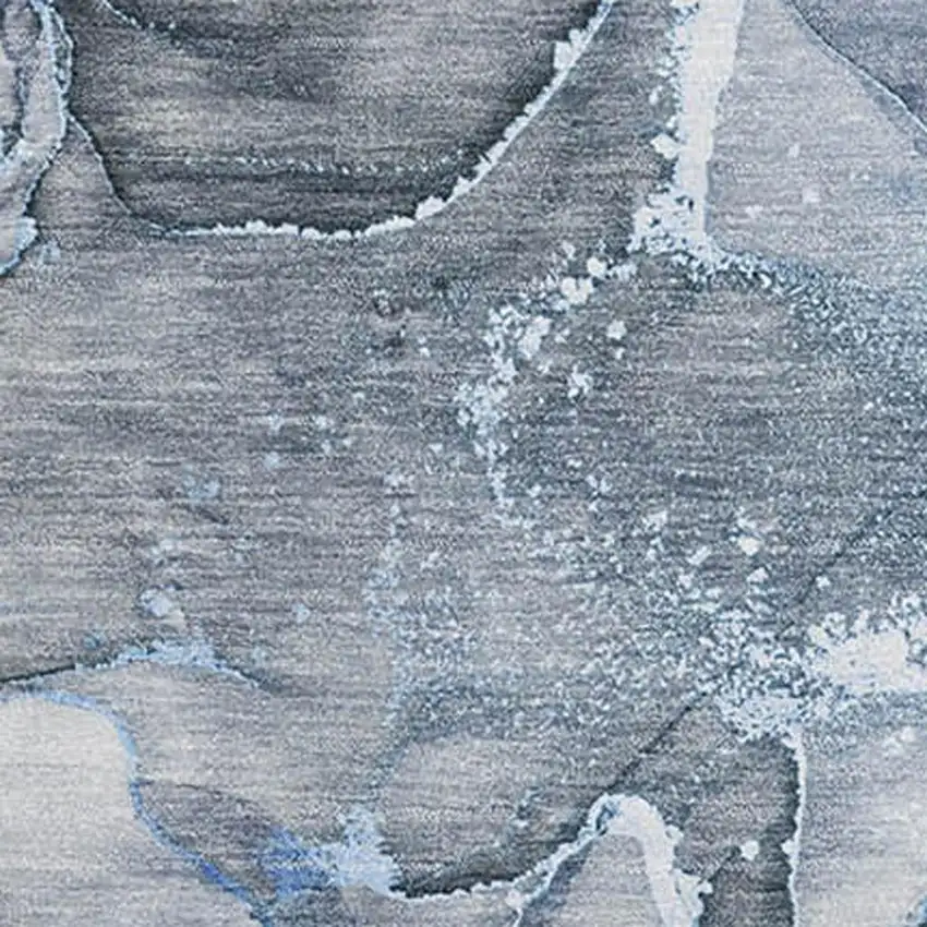 Blue And Ivory Abstract Washable Area Rug With UV Protection Photo 3