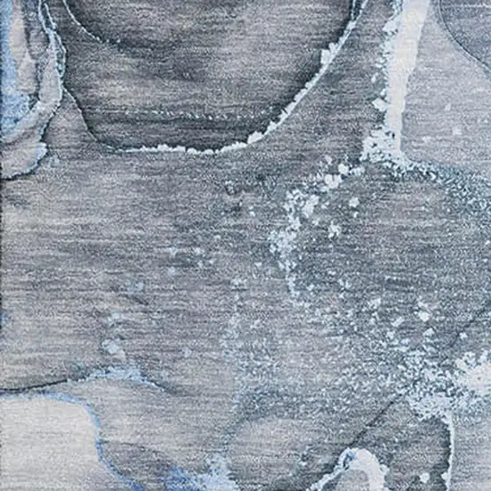 Blue And Ivory Abstract Washable Area Rug With UV Protection Photo 3