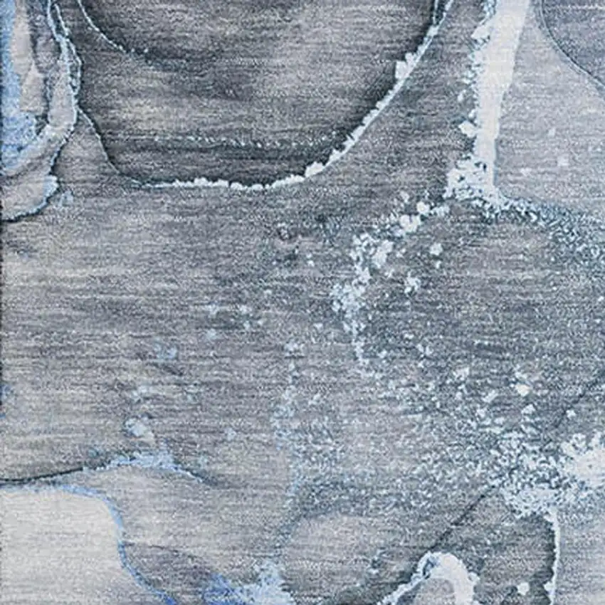 Blue And Ivory Abstract Washable Area Rug With UV Protection Photo 3