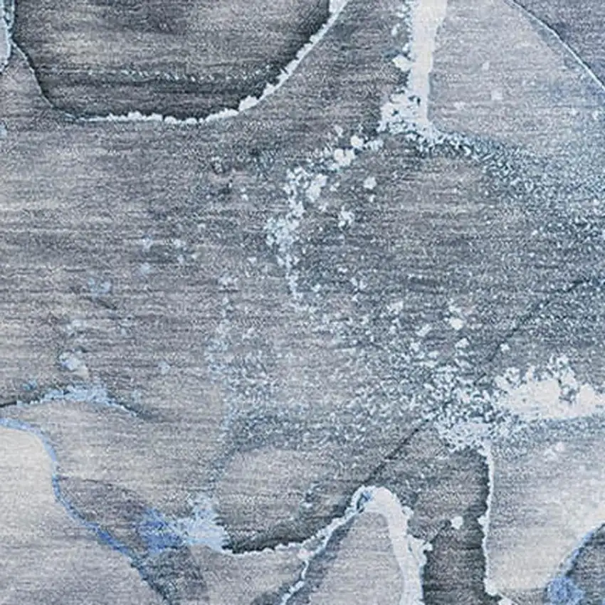 Blue And Ivory Abstract Washable Area Rug With UV Protection Photo 3