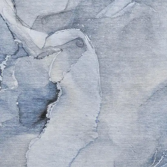 Blue And Ivory Abstract Washable Area Rug With UV Protection Photo 8