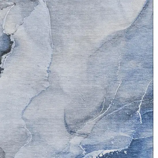 Blue And Ivory Abstract Washable Area Rug With UV Protection Photo 4