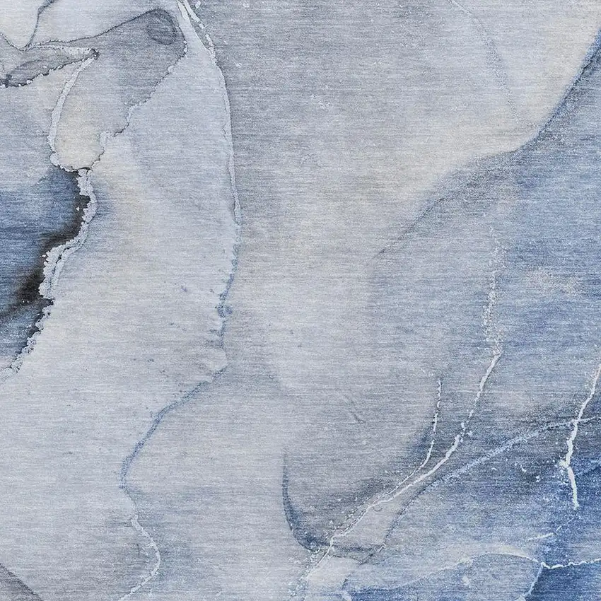 Blue And Ivory Abstract Washable Area Rug With UV Protection Photo 9