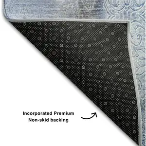 Photo of Blue And Ivory Abstract Washable Area Rug With UV Protection