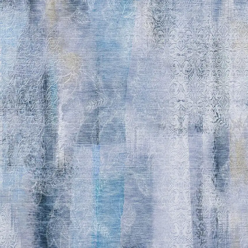 Blue And Ivory Abstract Washable Area Rug With UV Protection Photo 3