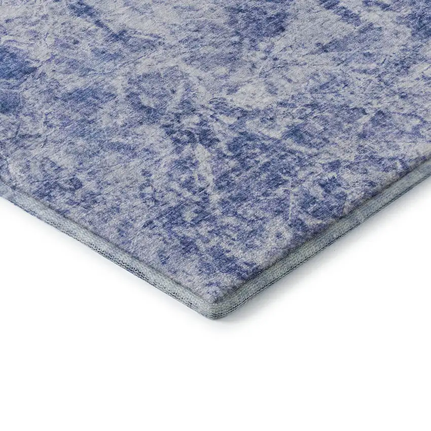 Blue And Ivory Abstract Washable Area Rug With UV Protection Photo 7