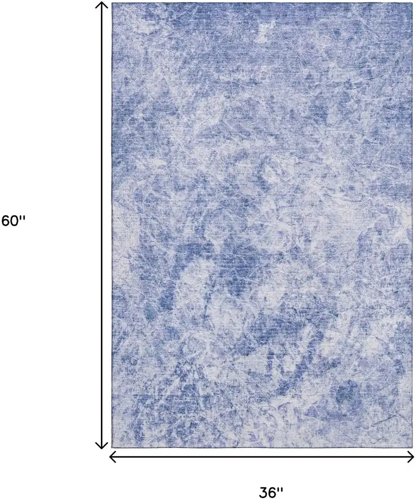 Blue And Ivory Abstract Washable Area Rug With UV Protection Photo 3